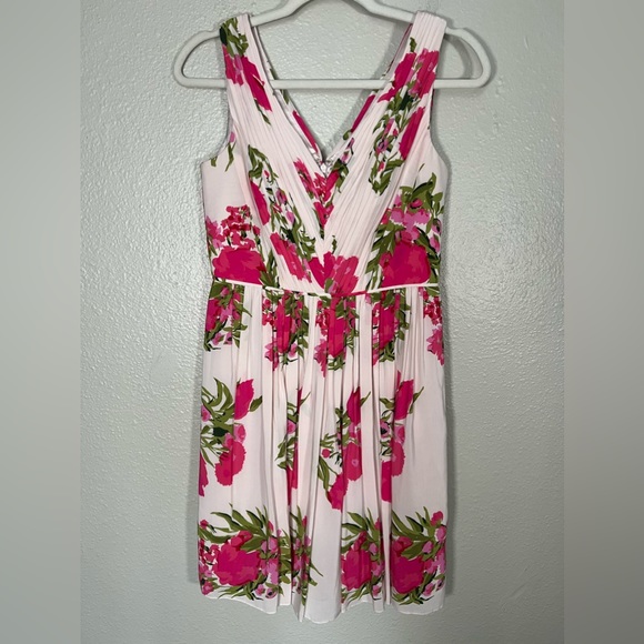 Boden Pink Floral Garden Party Swishy Dress Size 4 Petite - Picture 2 of 15